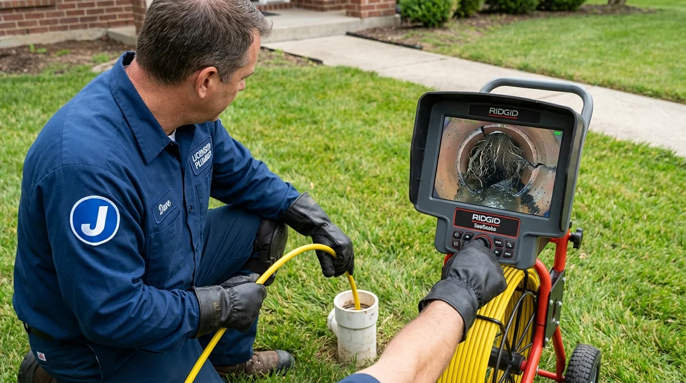 Sewer camera inspection being performed by Johns Plumbing LLC in Saint Albans
